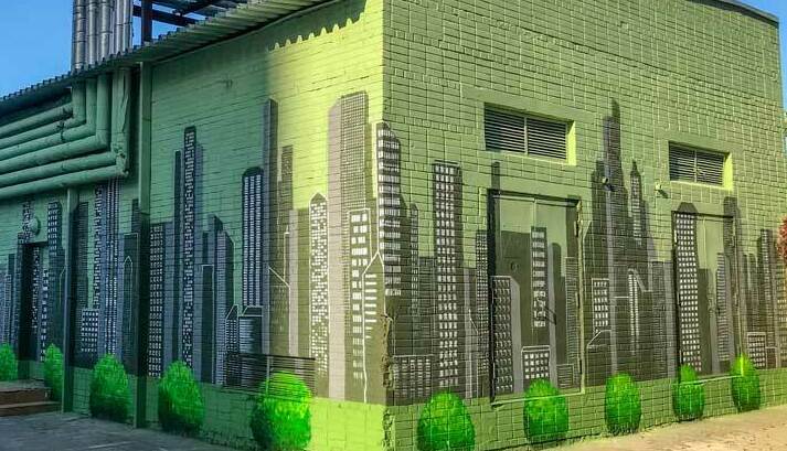 Граффити оформление парковки Роспись кирпичной стены