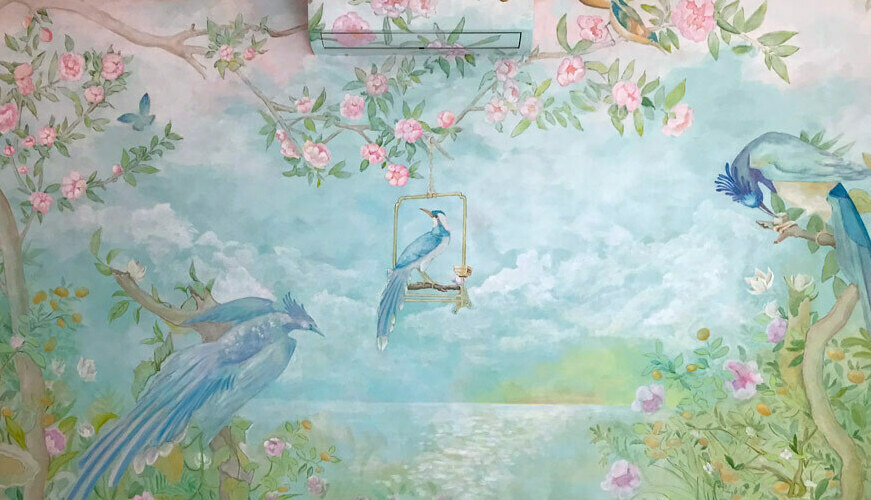 Роспись стены в частном интерьере роспись интерьера