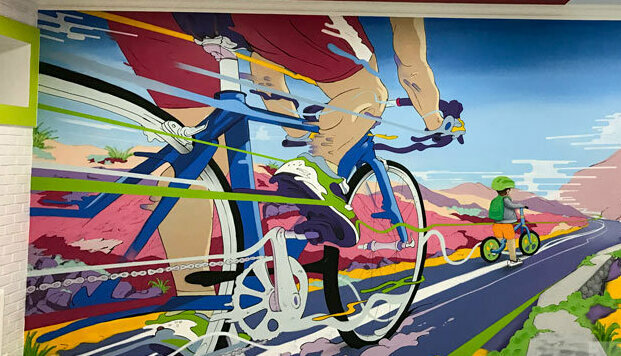 Роспись фитнес зала гостиницы роспись спортзала