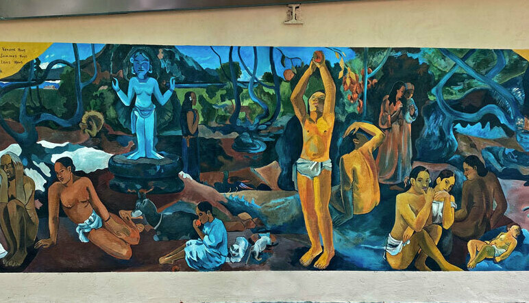 Роспись, арт, гоген Гоген рисунок на стене